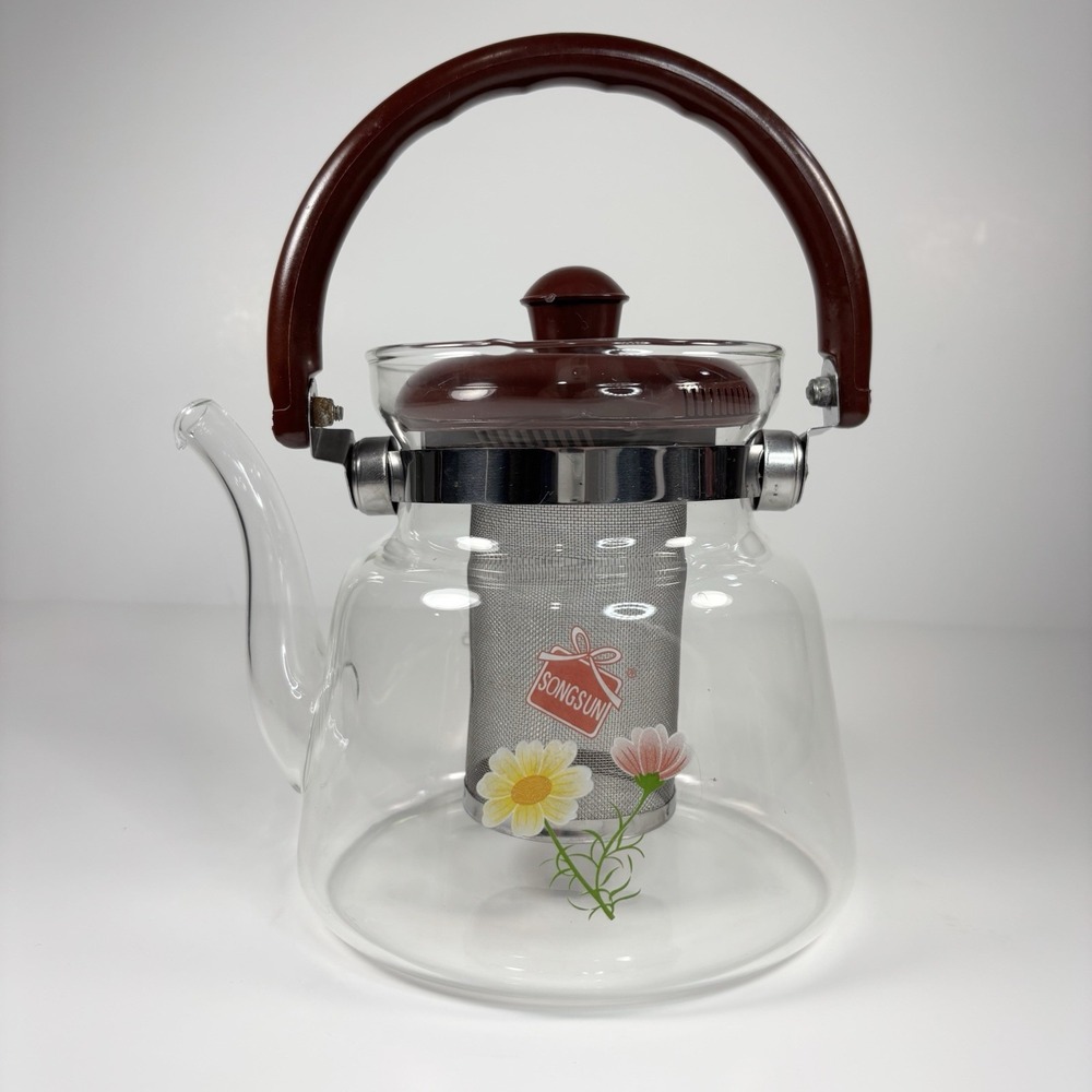 Glass Teapot With Removable Infuser, Stovetop Safe Tea Kettle Live Well 1400 ML